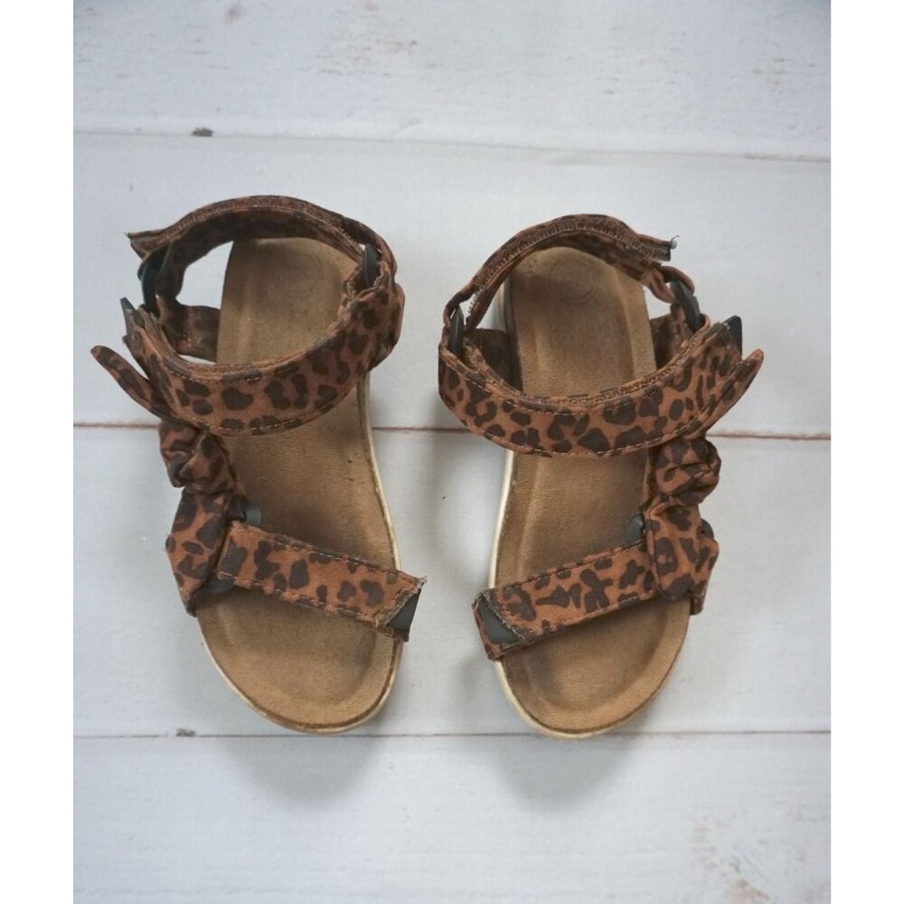 Wonder Nation Girls Bow Flatform Sandals, Lepoard - Size 13 - Picture 2 of 7